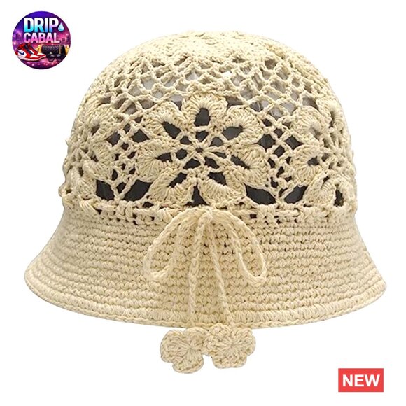 Handmade Crochet Knit Cotton Bucket Hat Floral Summer main image 6